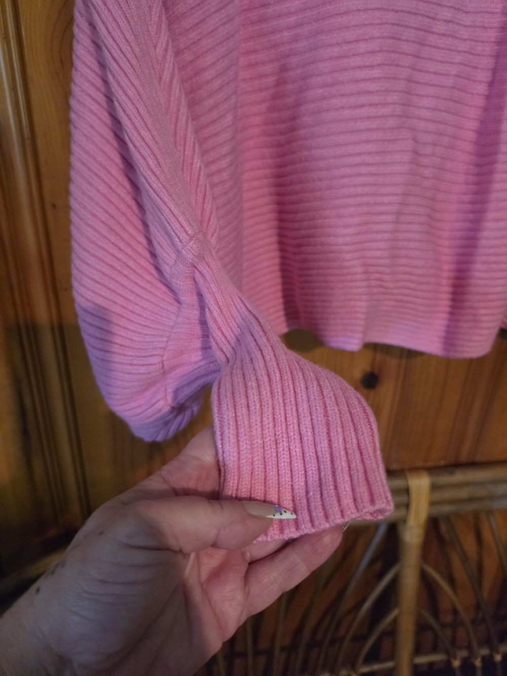 Off-Shoulder Ribbed Knit Sweater - Pink - Picture 8 of 12